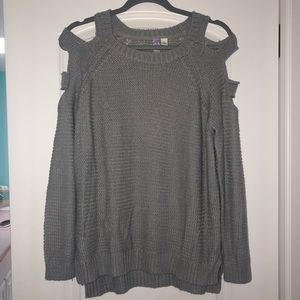 Gray cold shoulder sweater